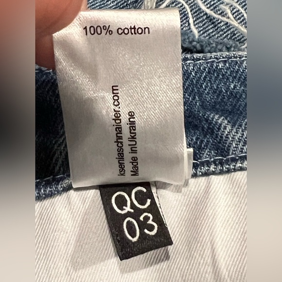 NWOT Ksenia Schnaider Shorts Womens Fringed Blue Denim High Waisted Size XL - Picture 15 of 15